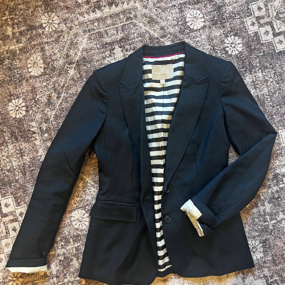 Black Blazer with Striped Lining